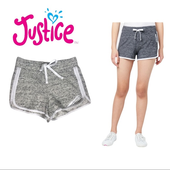 NWT Justice Active Gray & White Athletic Shorts - Picture 1 of 8